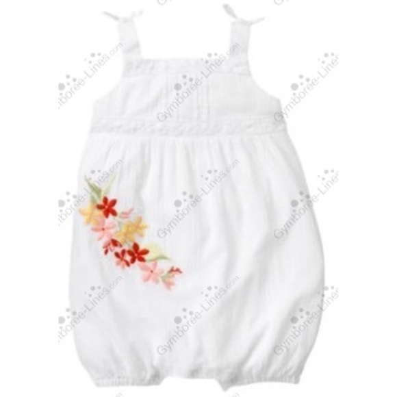 Janie and Jack Floral Embroidered Gauze Bubble - Picture 1 of 6